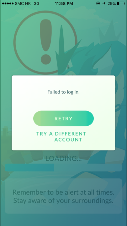 PokemonGO Login Error